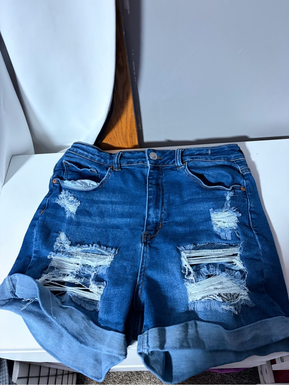 Wax Jean Blue Denim Waistband Detail